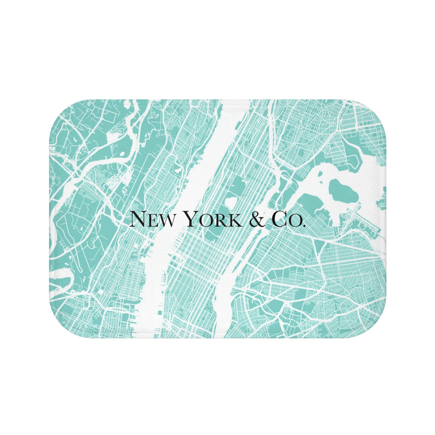 New York City Map Bath Mat - Robin Egg Blue New York Floor Mat - Breakfast at Tiffany Inspired Personalized Bathroom Shower Mat