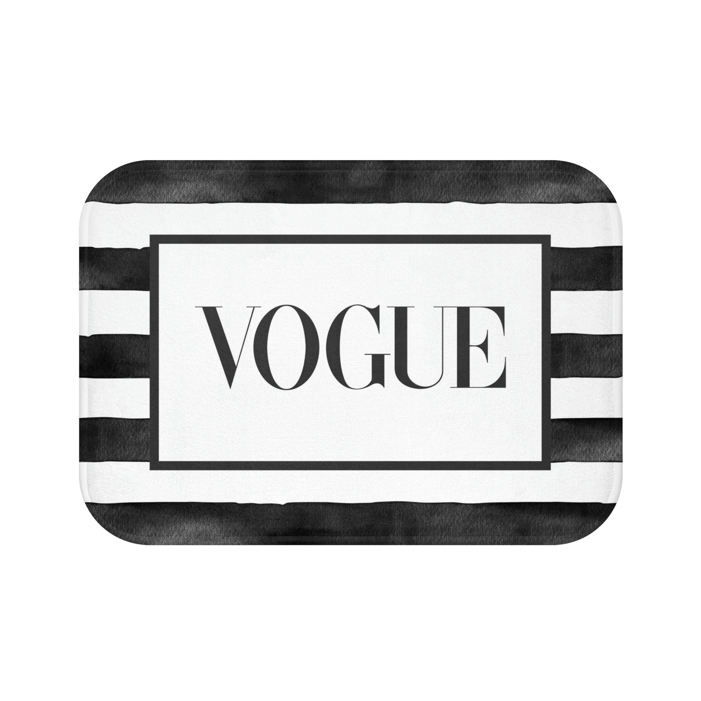 VOGUE Stripe Bath Mat - Fashion Inspired Floor Mat - Black & White Bathroom Shower Mat