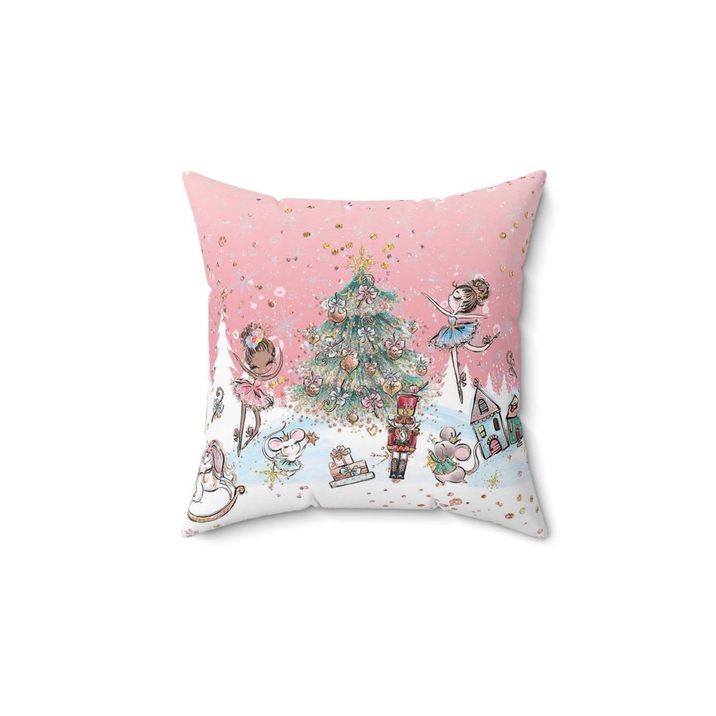 Nutcracker Ballet Pillow - Pink Nutcracker Ballet Christmas Tree Cushion