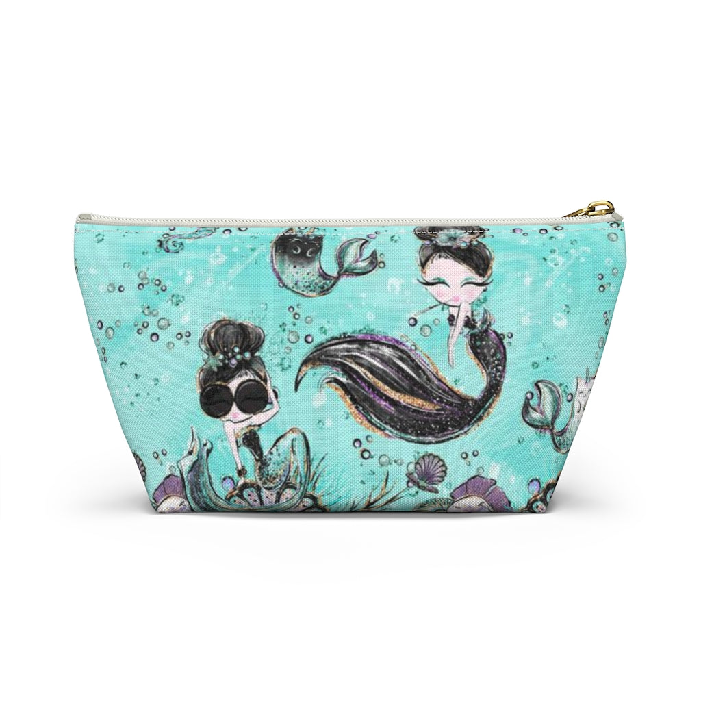 Audrey Hepburn Cosmetic Pouch w T-bottom, Accessory Pouch, Mermaid Mercat