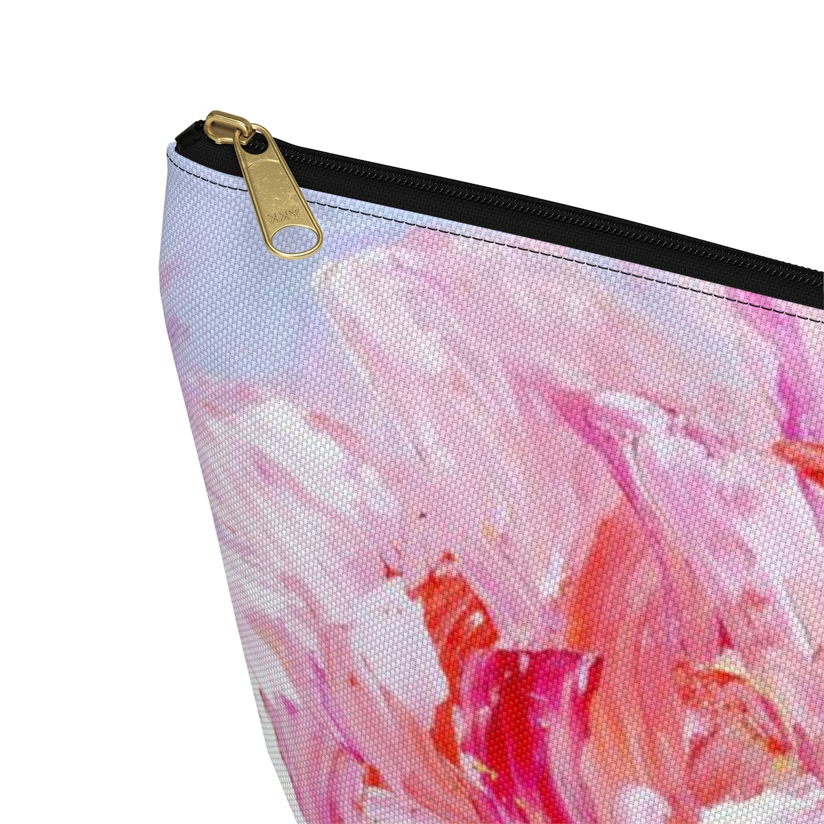 Peony Cosmetic Pouch w T-bottom, Accessory Pouch,  Pink Oil Painting