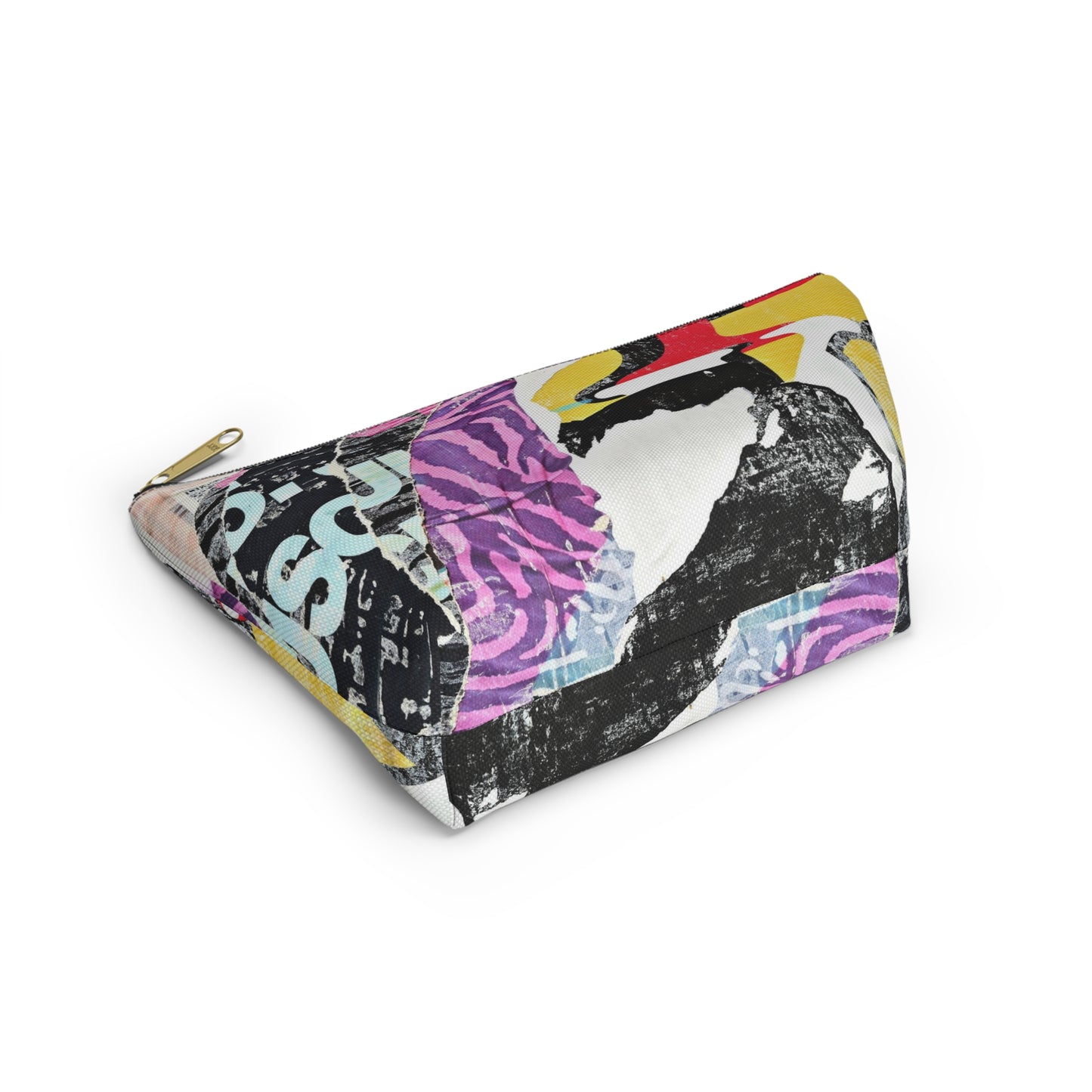 Urban Street Art Cosmetic Pouch w T-bottom, Accessory Pouch - Torn Poster Street Art Makeup Bag - Mixed Media Bag 23