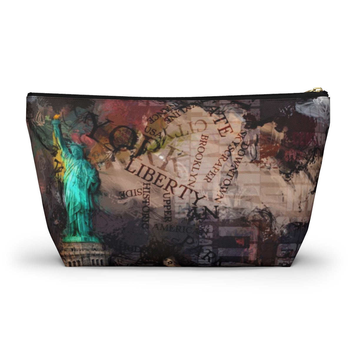 New York City Cosmetic Pouch w T-bottom, Accessory Pouch - NYC Liberty