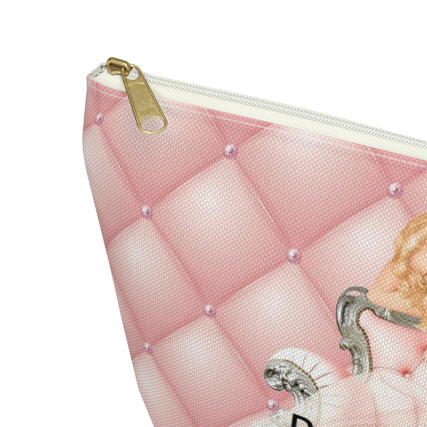 Pinup Girl Cosmetic Pouch w T-bottom, Accessory Pouch - Perfectly Imperfect Pink Peach