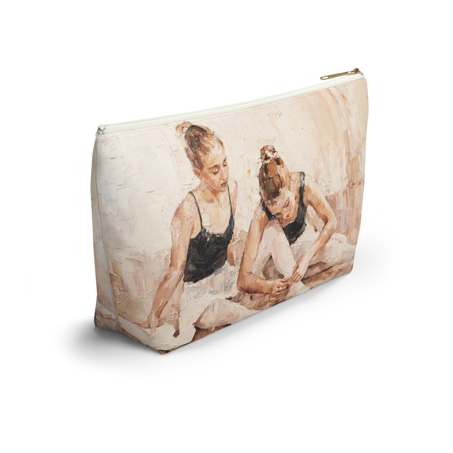 Ballet Cosmetic Pouch w T-bottom, Accessory Pouch - Ballerina Sisters Oil Painting