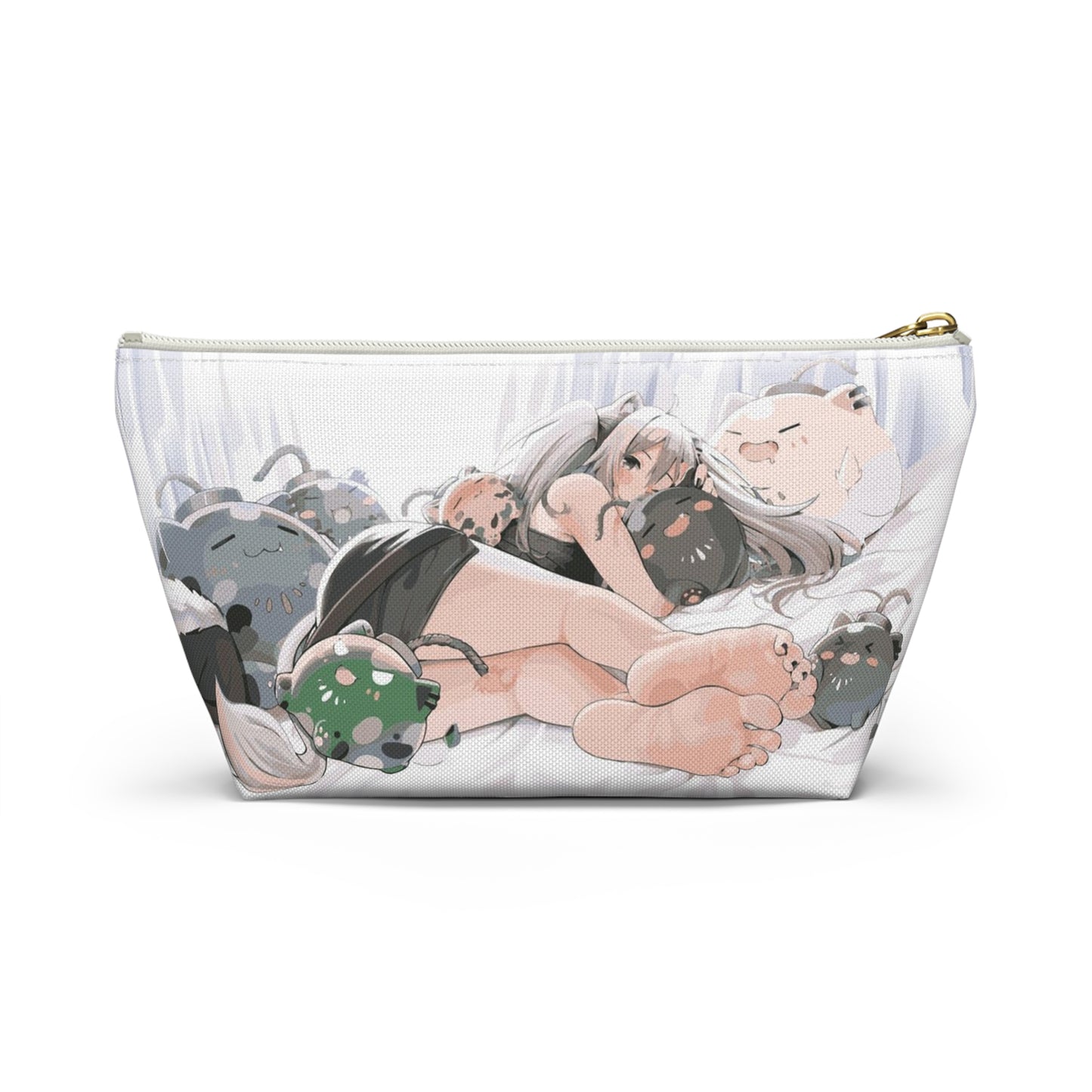 Anime Girl Cosmetic Pouch w T-bottom, Accessory Pouch, Anime Makeup Bag