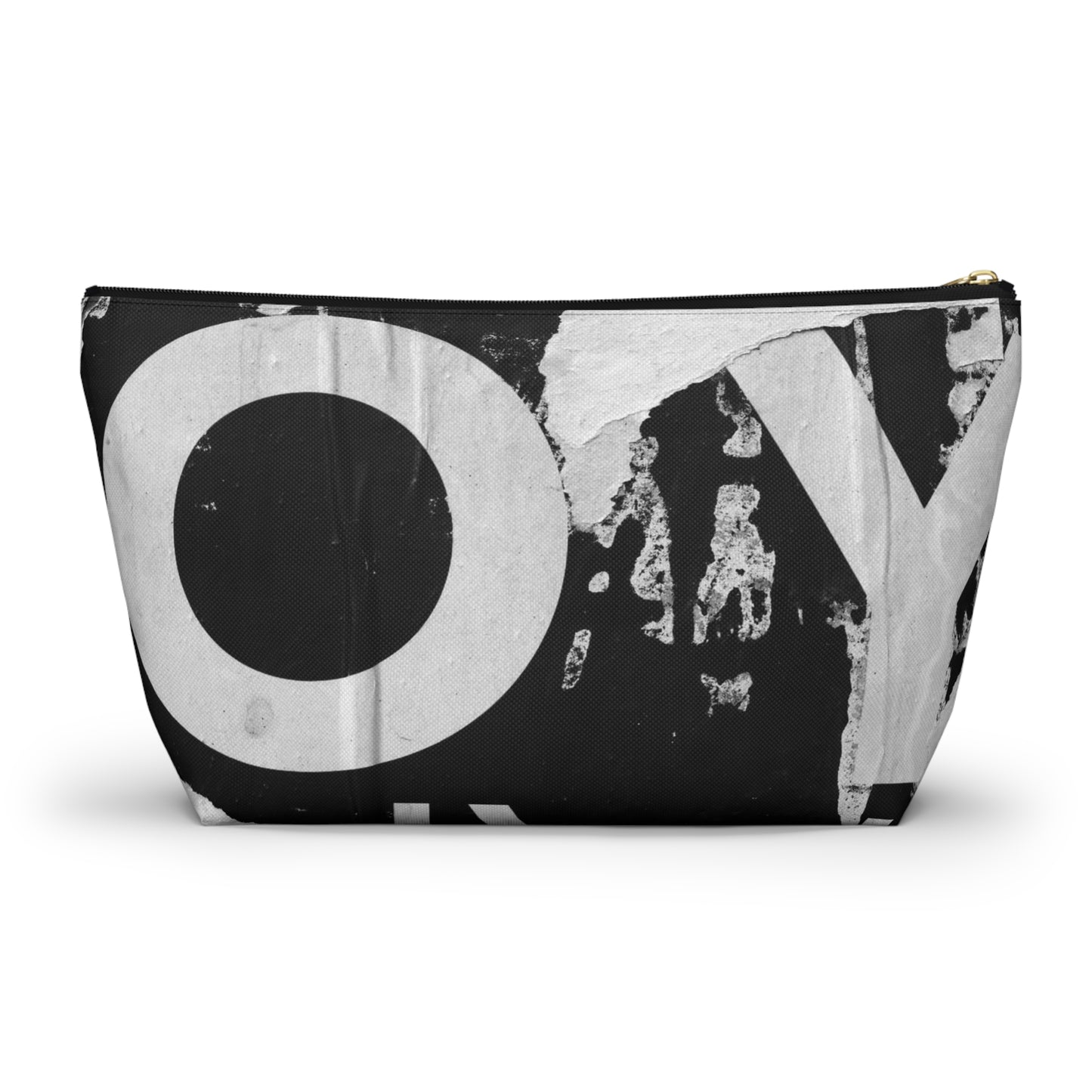 Urban Street Art Cosmetic Pouch w T-bottom, Accessory Pouch - Torn Poster Street Art Makeup Bag - Black and White YO Bag 15