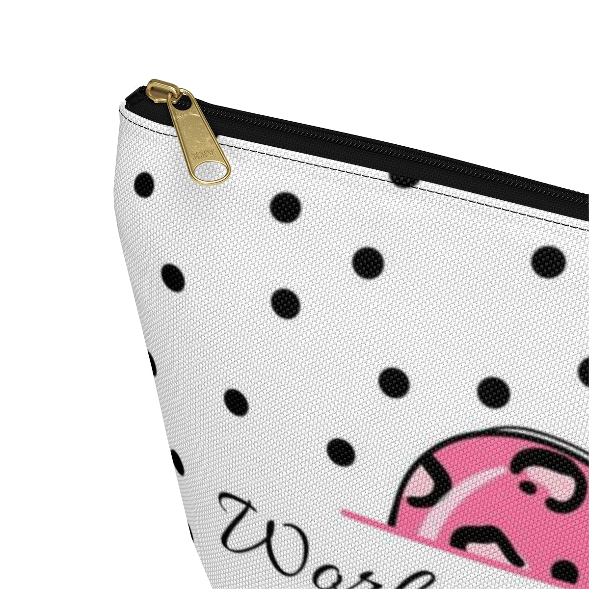 Personalized World's Best Teacher Cosmetic Pouch w T-bottom, Accessory Pouch, Pink Leopard Apple Dot