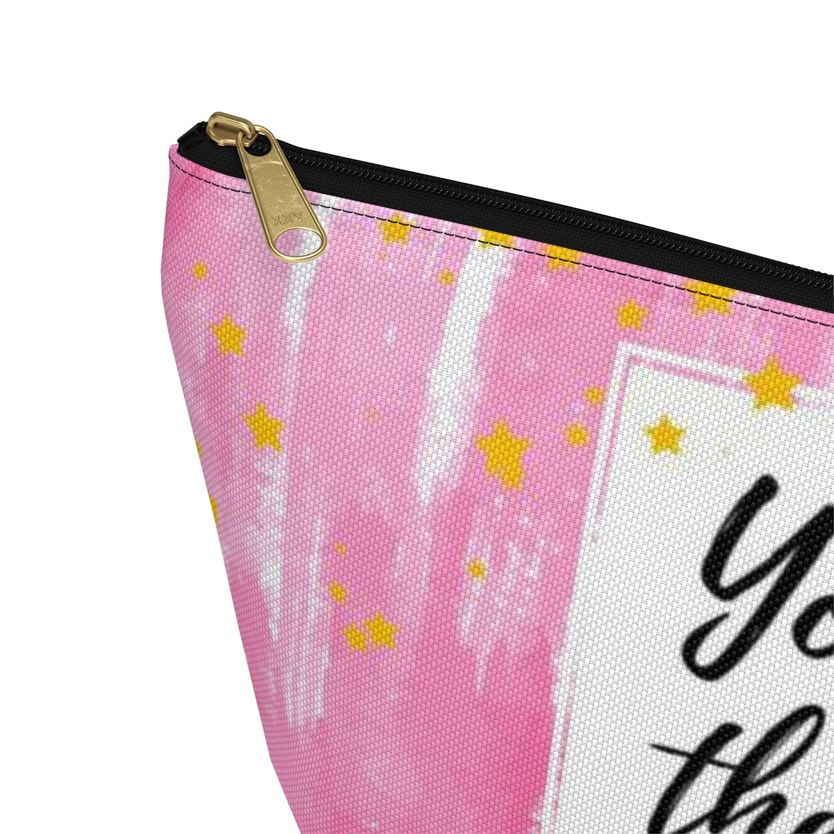 You are the Best Teacher Cosmetic Pouch w T-bottom, Accessory Pouch, Pink with Gold Stars