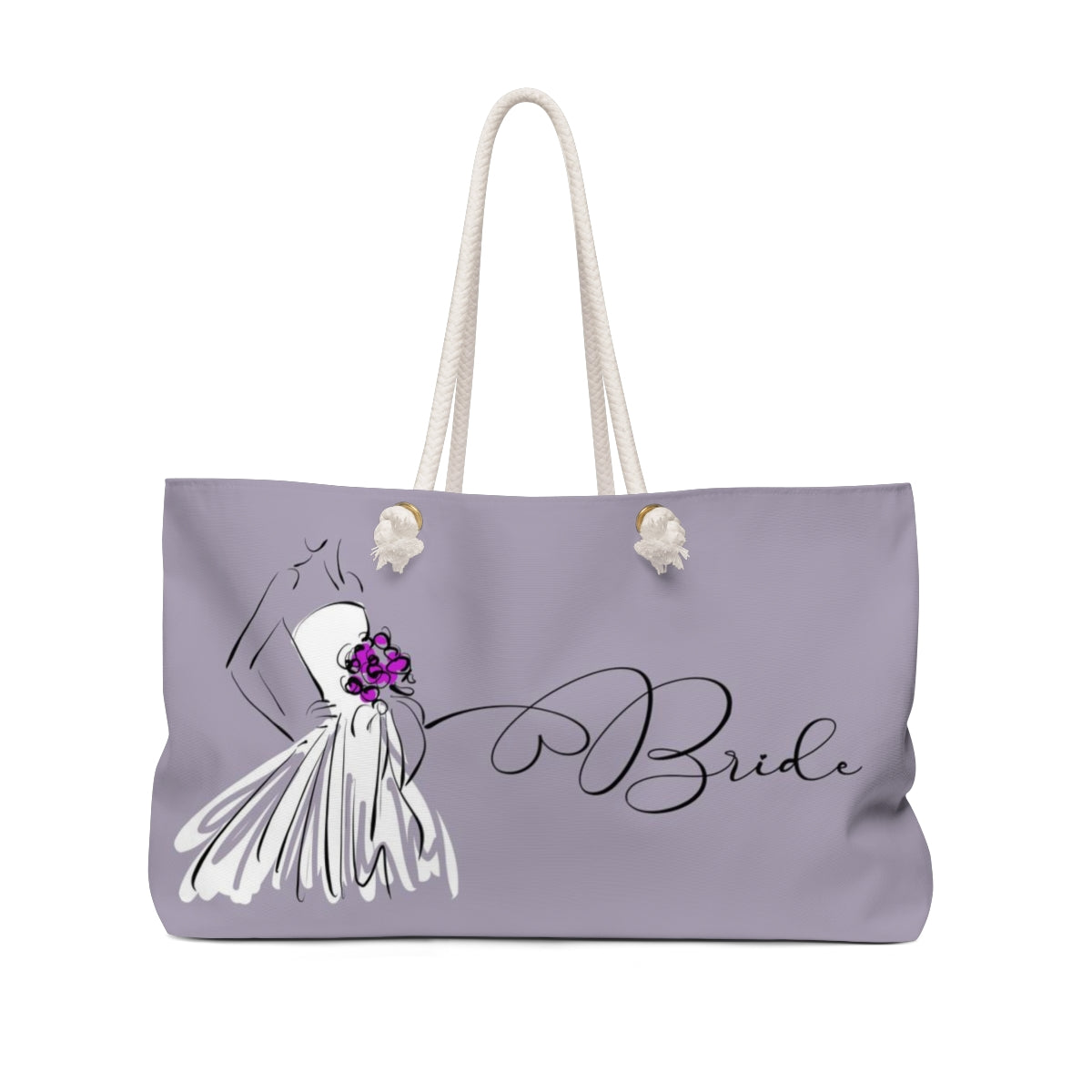 Personalized Bride Tote Bag - Weekender Bag, Rope Tote, Lavender