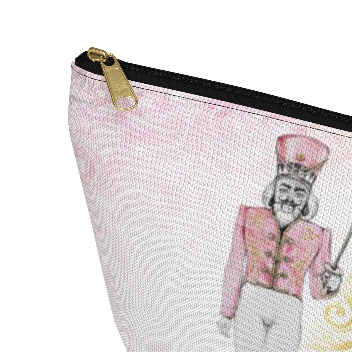 Personalized Nutcracker Ballet Cosmetic Pouch w T-bottom, Accessory Pouch, Pink and Gold