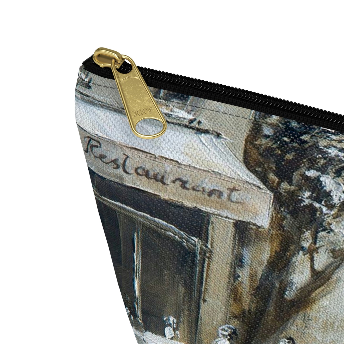 Eiffel Tower Cosmetic Pouch w T-bottom, Accessory Pouch - Cafe in Paris