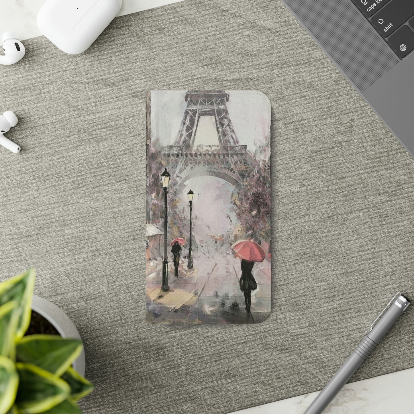 Personalized Eiffel Tower Paris Painting Phone Case, Folio Phone Case, Paris France Smart Phone Folding Case