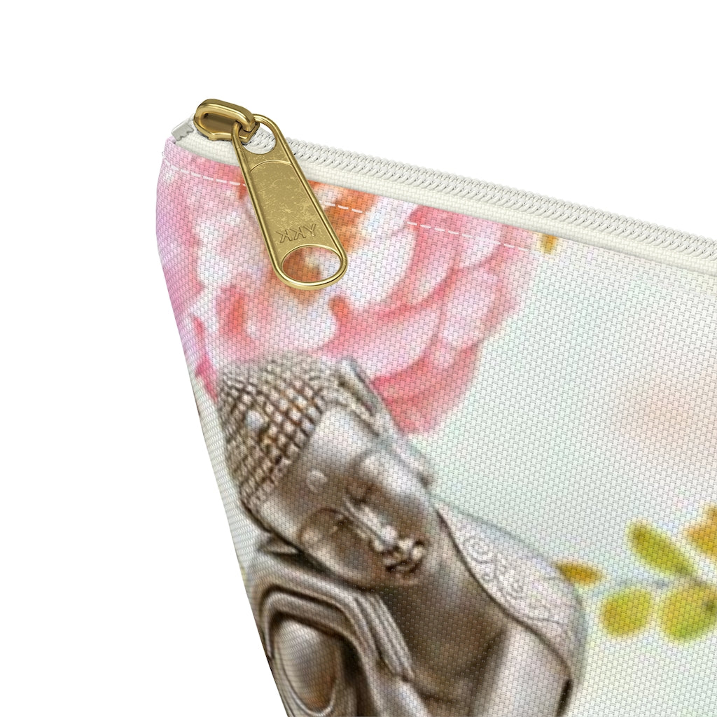 Buddha Cosmetic Pouch w T-bottom, Accessory Pouch, Rose