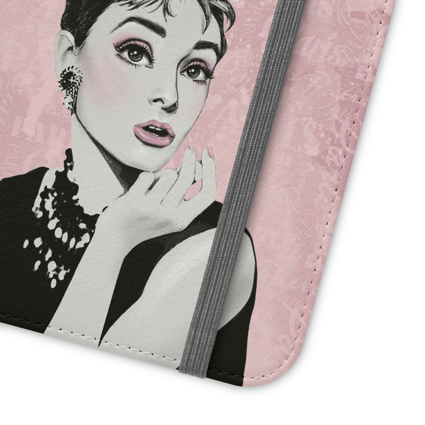 Audrey Hepburn Phone Case, Pink Paris Folio Phone Case, Paris is Always a Good Idea Smart Phone Folding Case