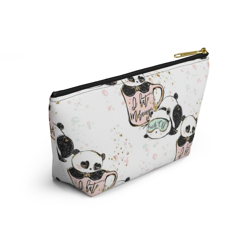 ADULT Not a Morning Panda Cosmetic Pouch w T-bottom, Accessory Pouch