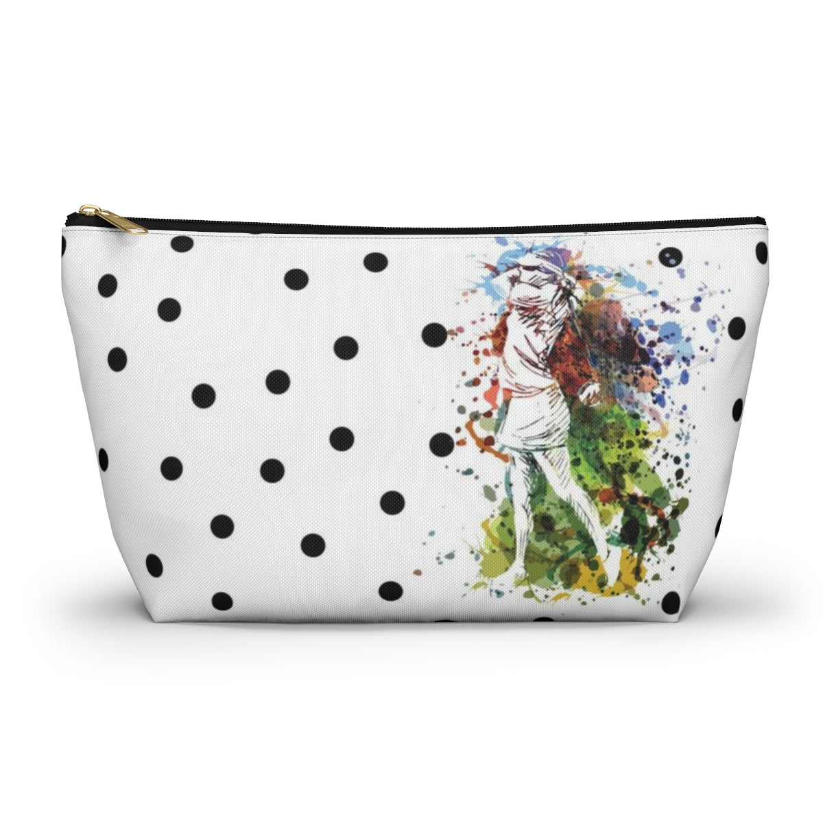 Personalized Golf Cosmetic Pouch w T-bottom, Accessory Pouch, Golfer Polka Dot