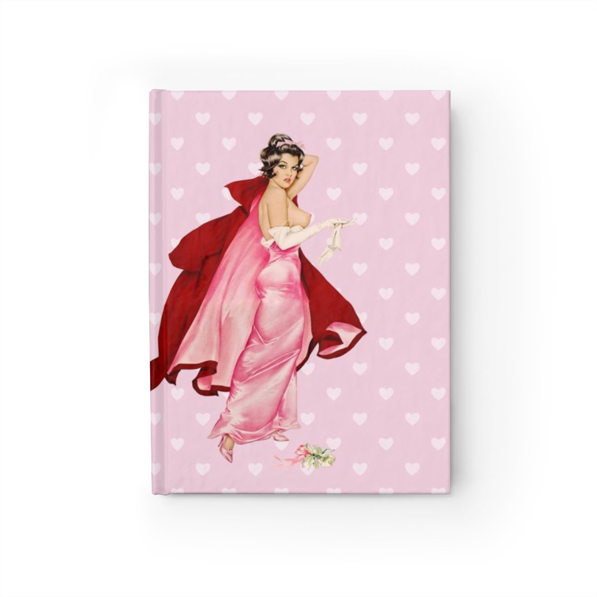 Personalized Pinup Girl Journal - Pink Heart Little Red Riding Hood Pin Ups Girl xoxo