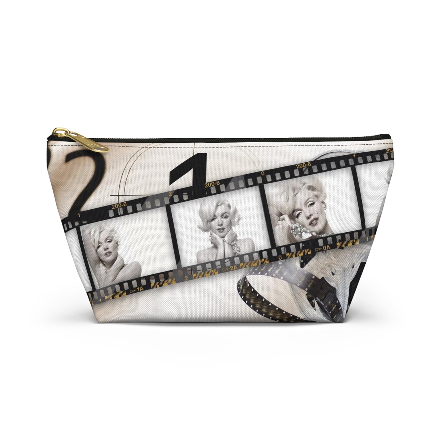 Marilyn Monroe Cosmetic Pouch w T-bottom, Accessory Pouch - Marilyn on Film Makeup Bag