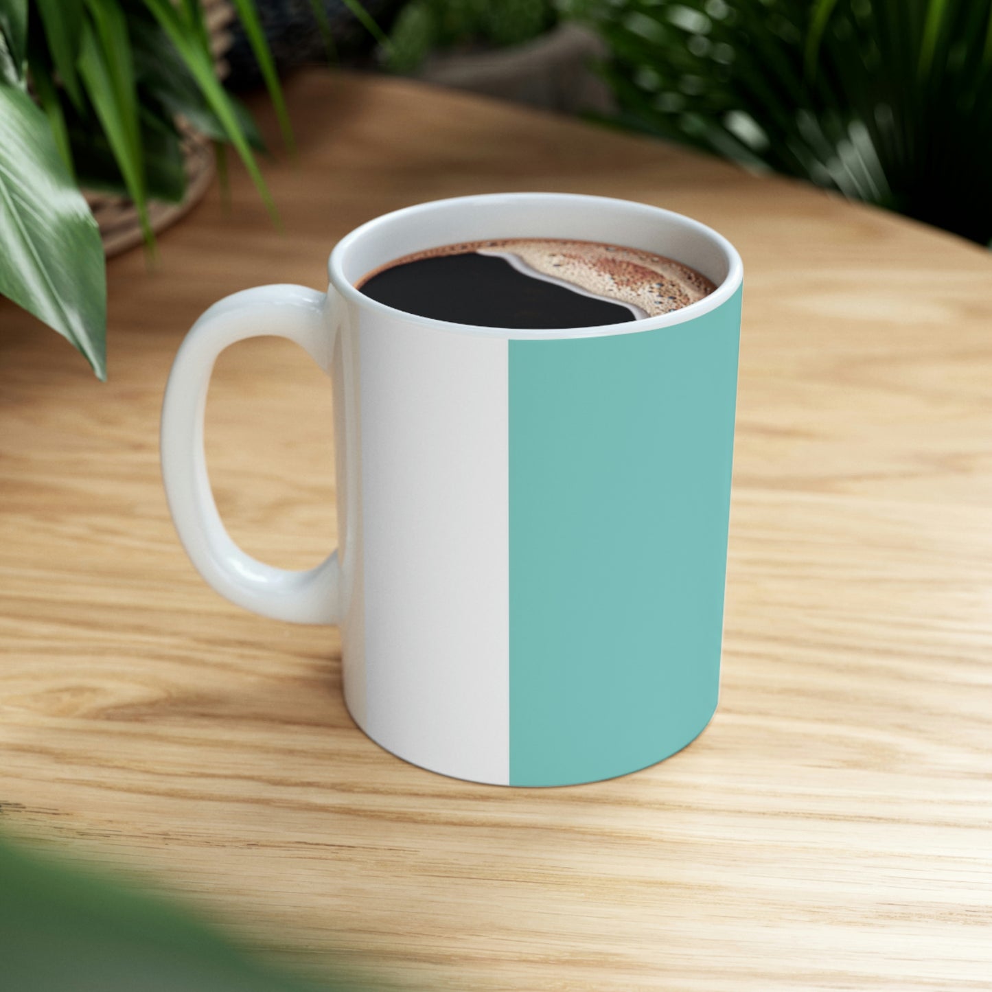 East West Color Block Mug - 11oz White Ceramic Mug - Breakfast at Tiffany Inspired Color Block