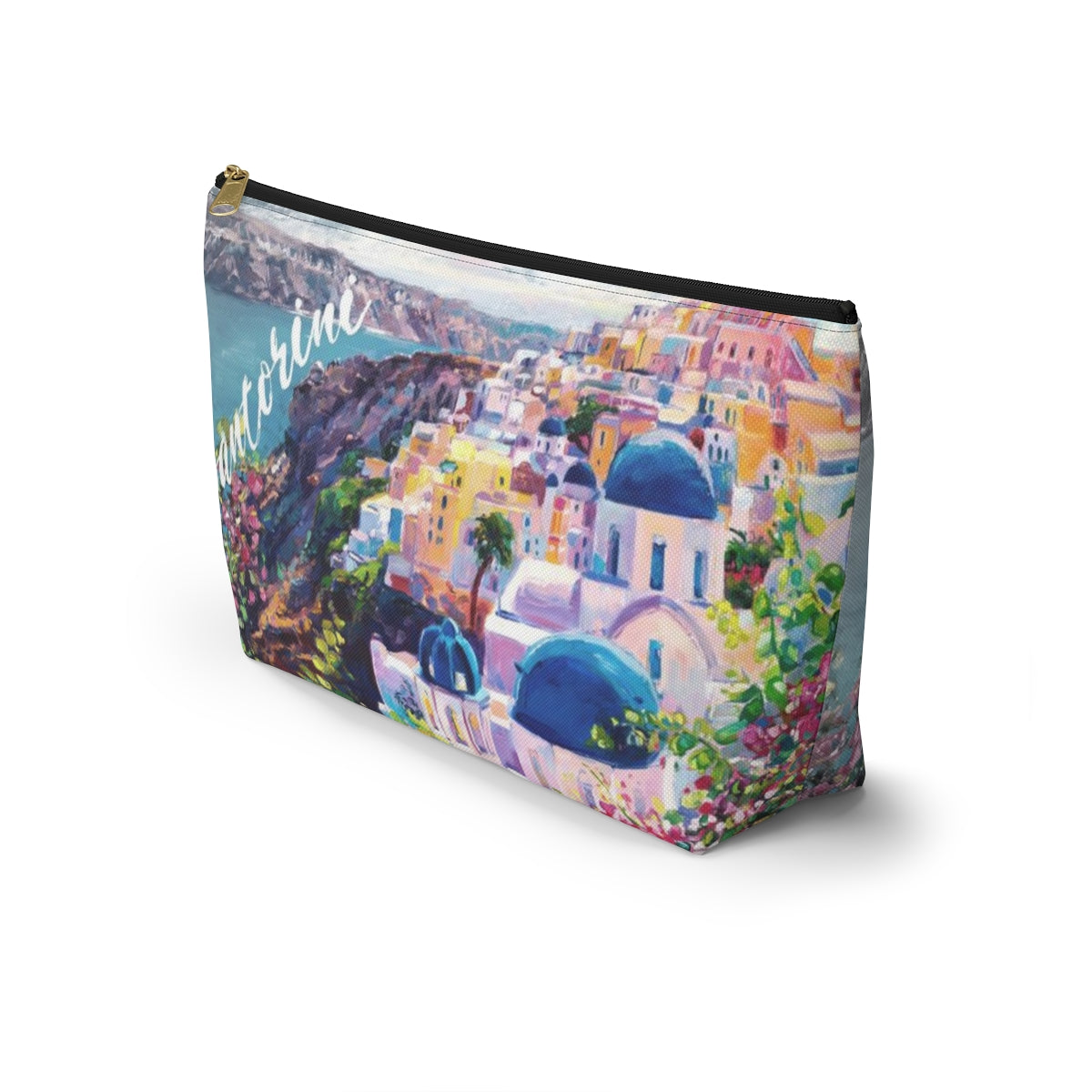 Santorini Pouch w T-bottom, Accessory Pouch - Santorini Greece