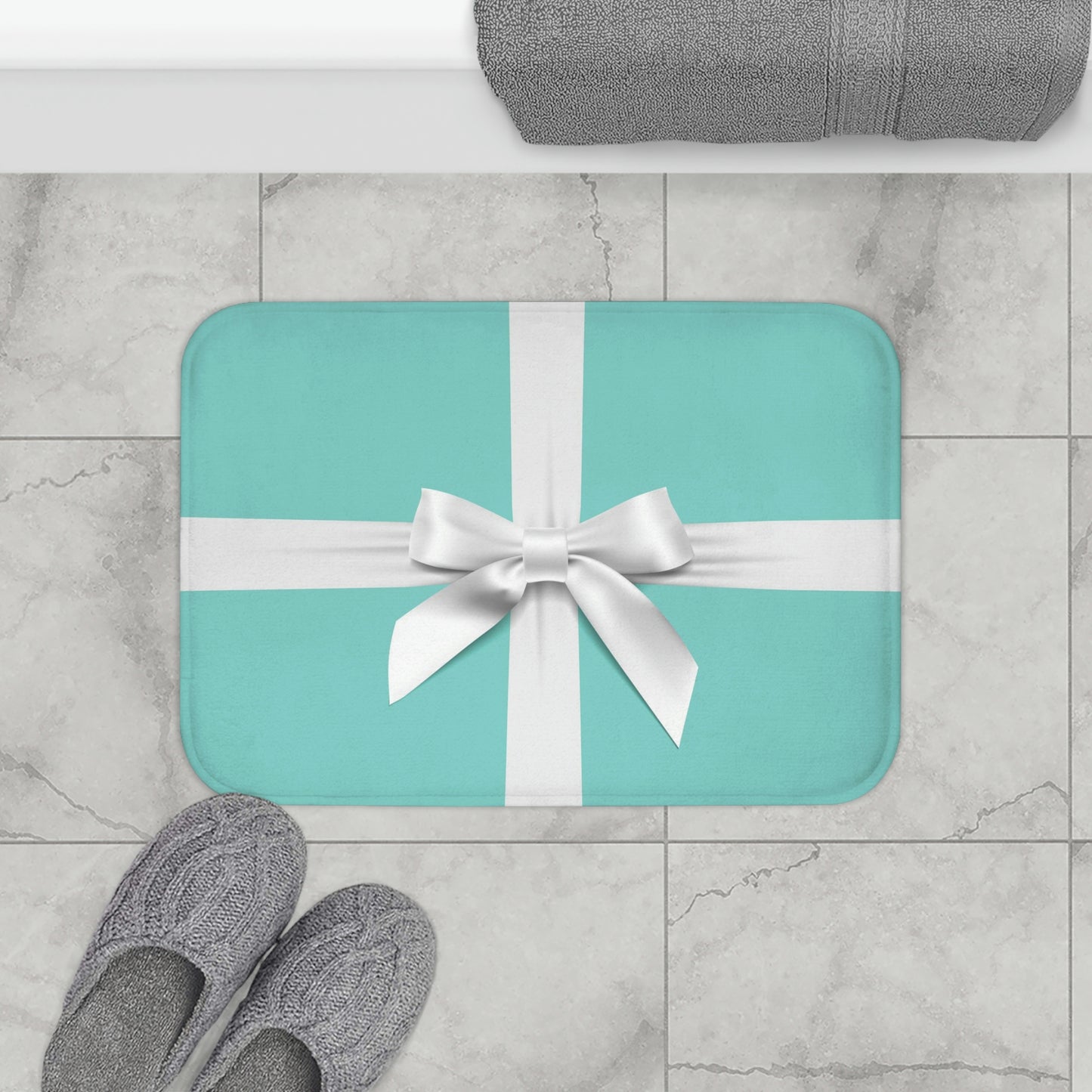 Personalized Little Blue Box Bath Mat - Your Name & Co. - Breakfast at Tiffany Inspired