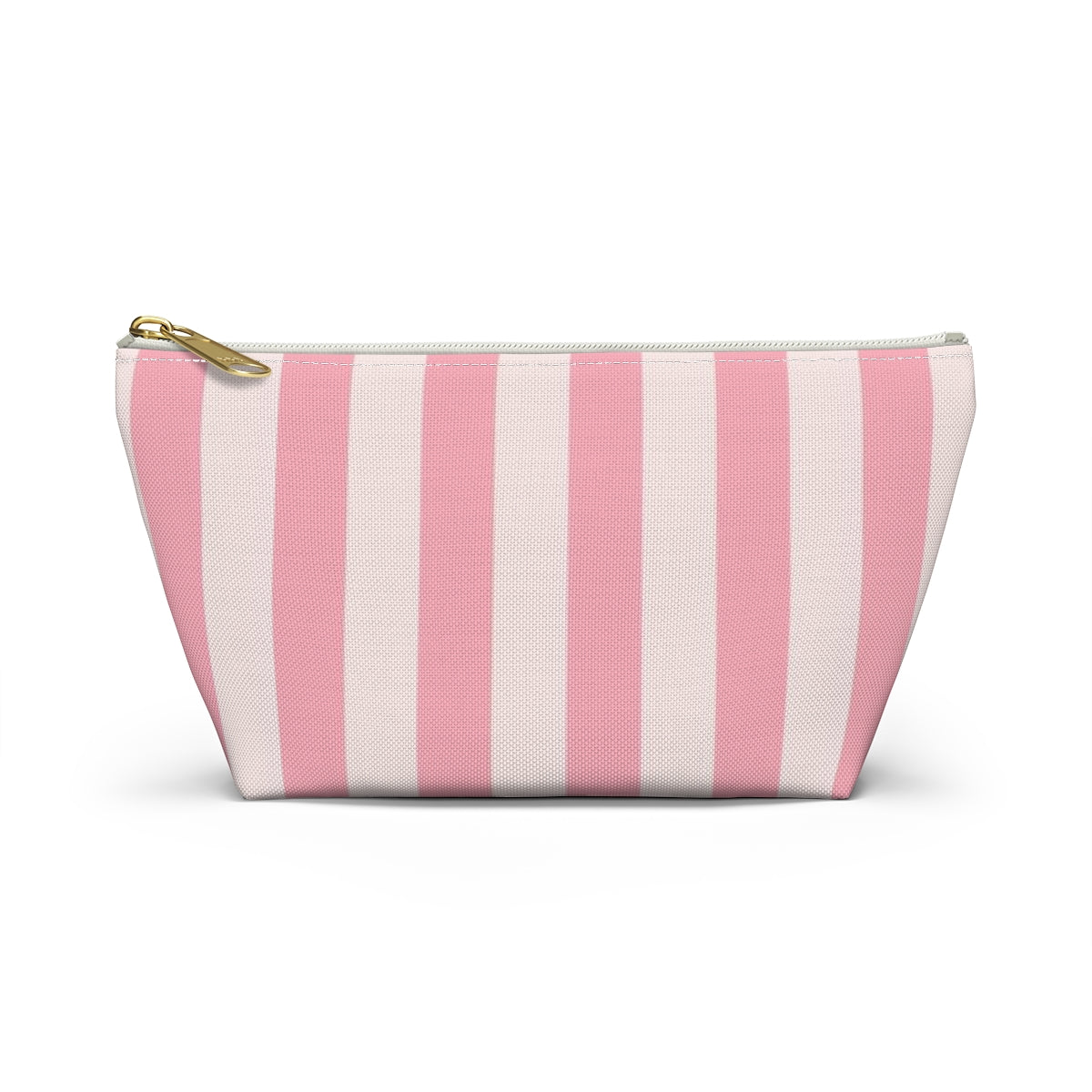 Personalized Secret Cosmetic Pouch w T-bottom, Accessory Pouch - Pink Stripe