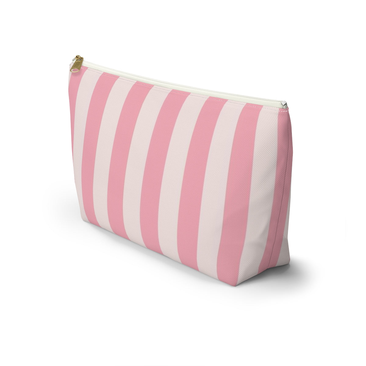 Personalized Secret Cosmetic Pouch w T-bottom, Accessory Pouch - Pink Stripe