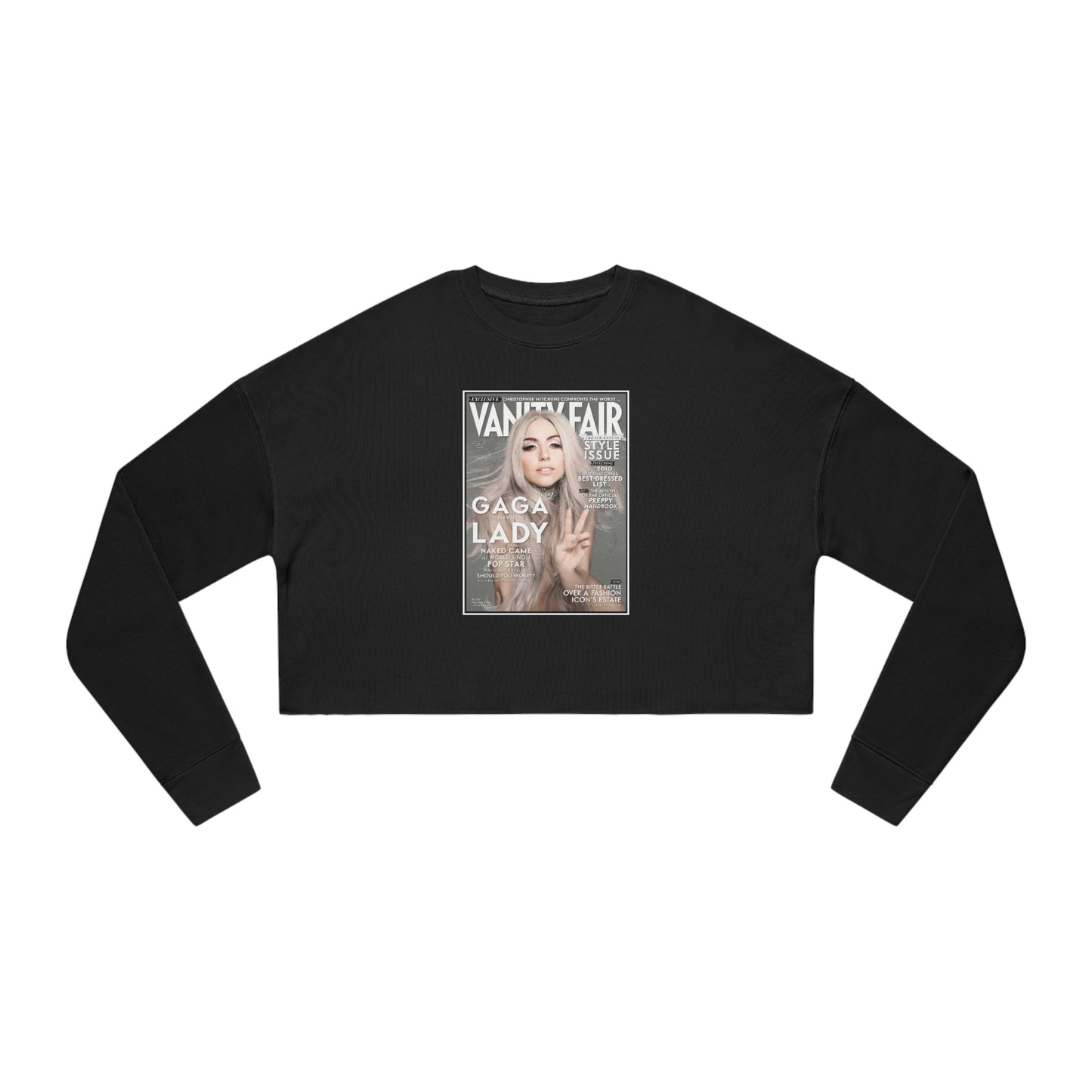 Lady Gaga VANITY FAIR Cover Crop Sweatshirt, Cropped Pullover, Crop Fleece, Crop Top - BLACK