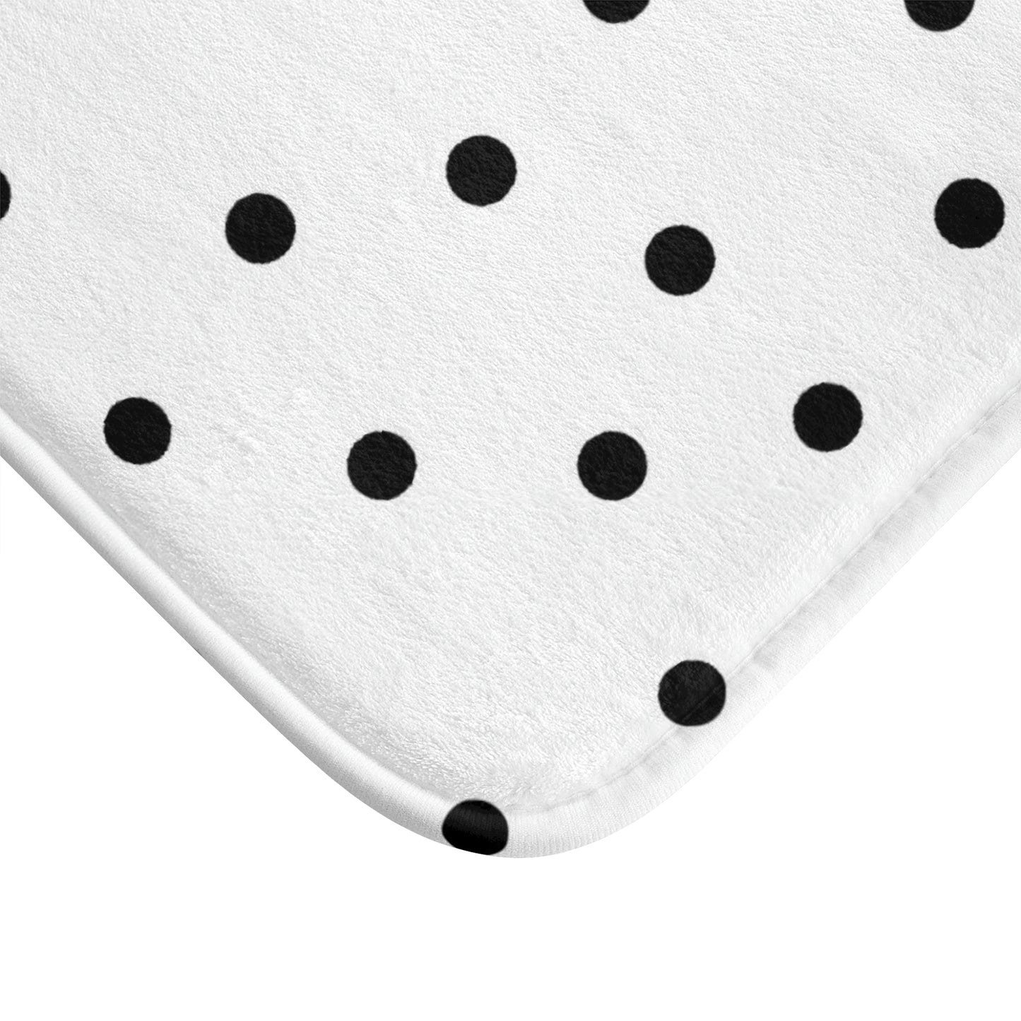 Personalized Polka Dot Bath Mat - Fashion Inspired Floor Mat - Black & White Bathroom Shower Mat