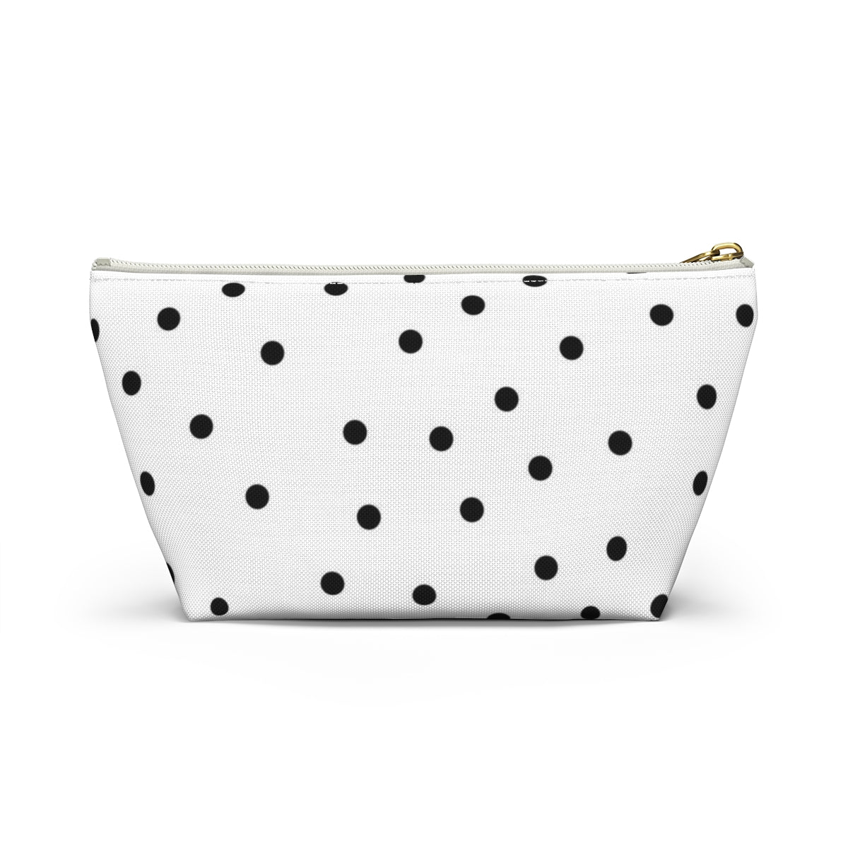 Personalized I Love Coffee Cosmetic Pouch w T-bottom, Accessory Pouch, Coffee Lover Polka Dot