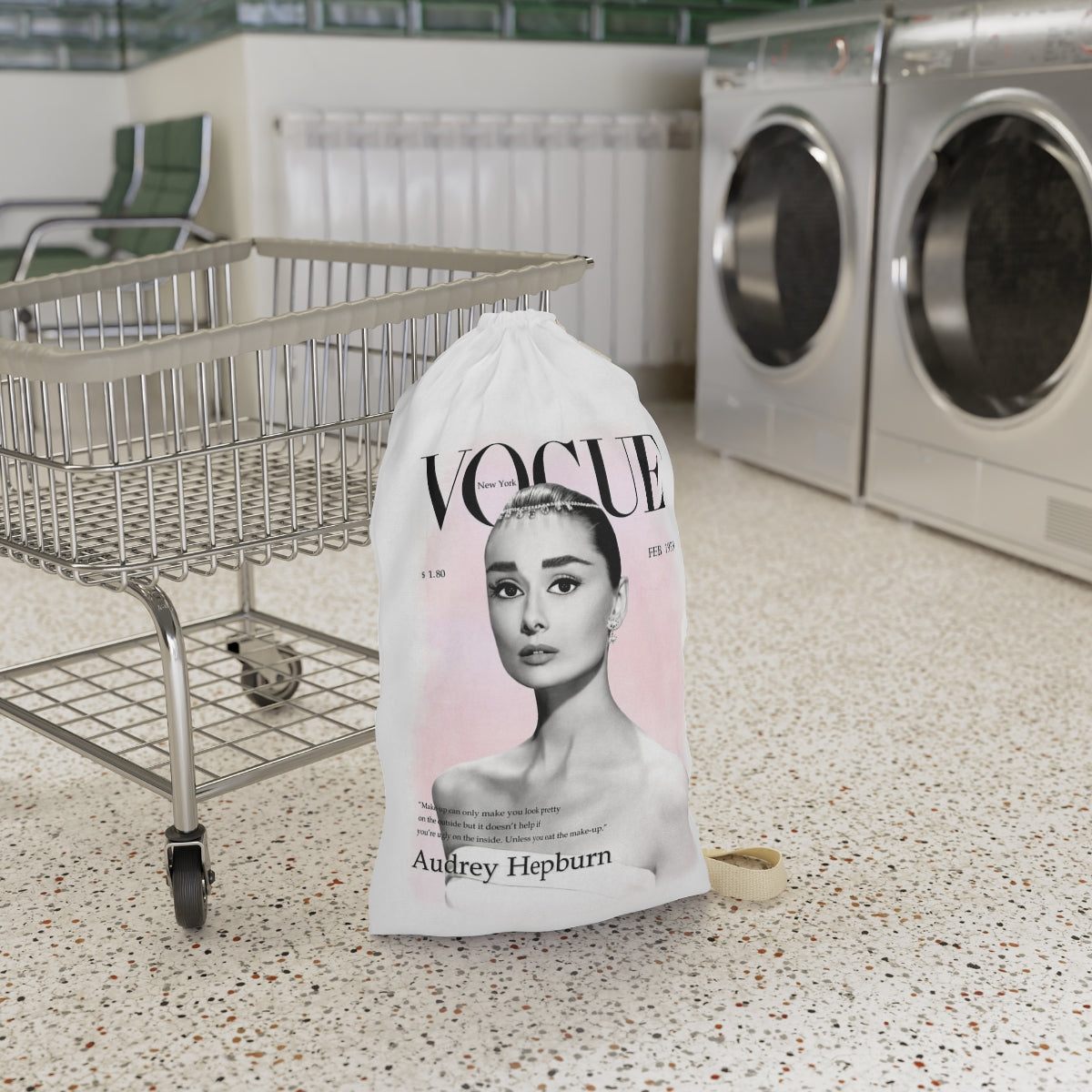 VOGUE Audrey Hepburn Sack, Laundry Sack, Santa Sack, Dust Bag, Gift Sack - Pink