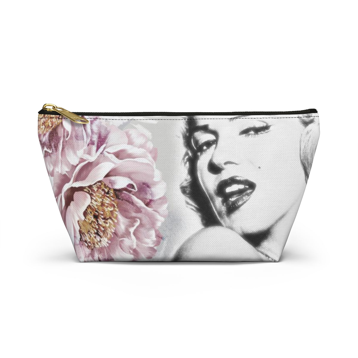 Marilyn Monroe Pouch w T-bottom, Accessory Pouch - Pink Peonies