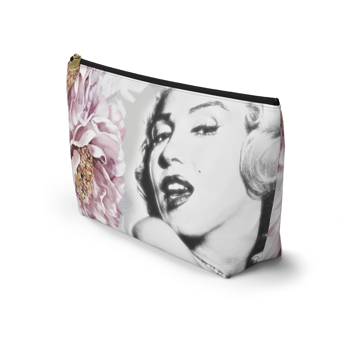 Marilyn Monroe Pouch w T-bottom, Accessory Pouch - Pink Peonies