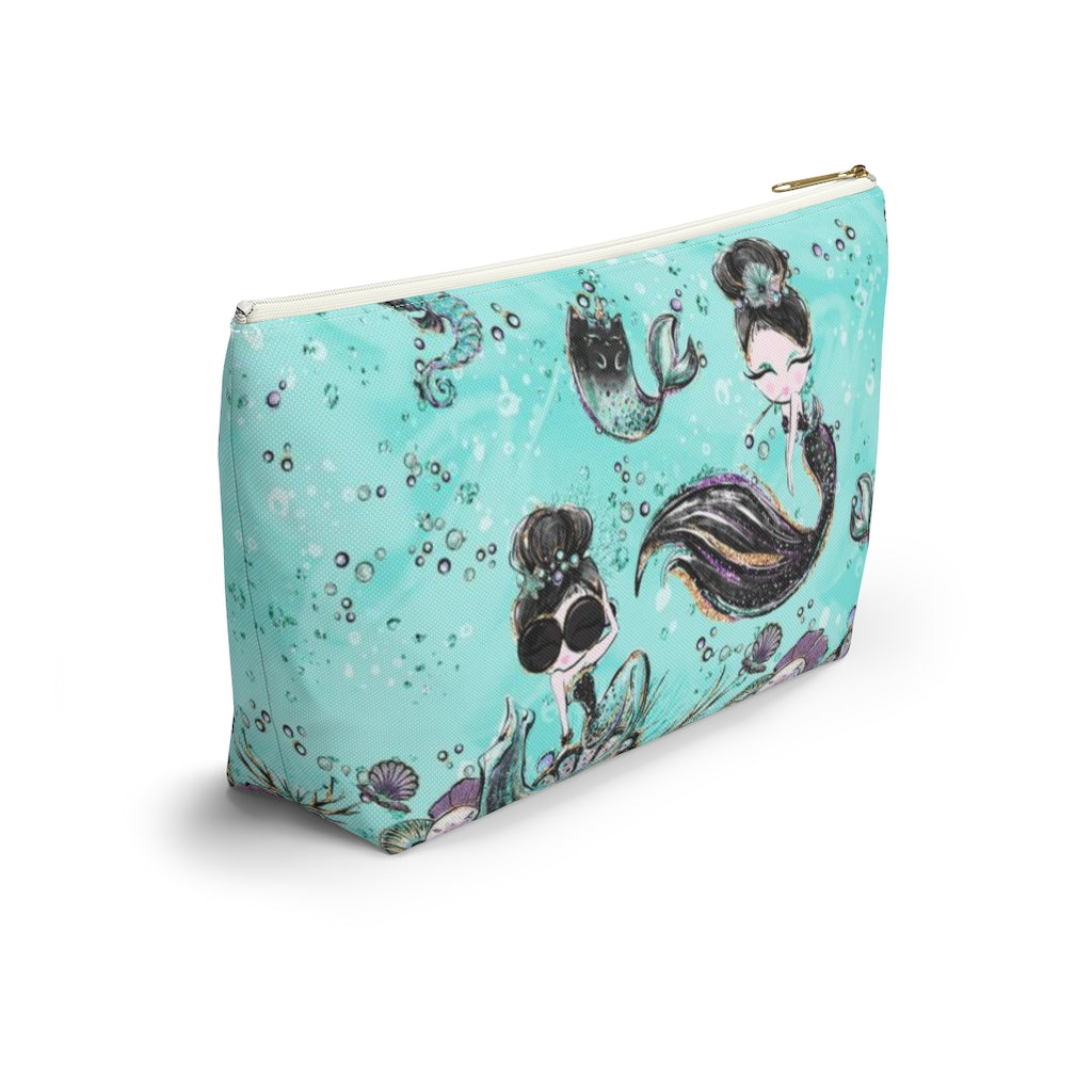 Audrey Hepburn Cosmetic Pouch w T-bottom, Accessory Pouch, Mermaid Mercat