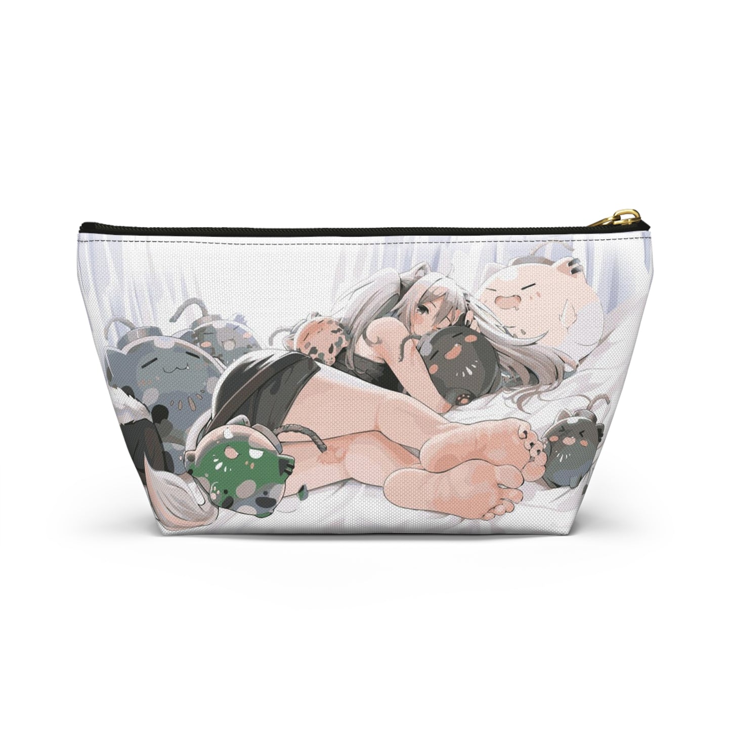 Anime Girl Cosmetic Pouch w T-bottom, Accessory Pouch, Anime Makeup Bag