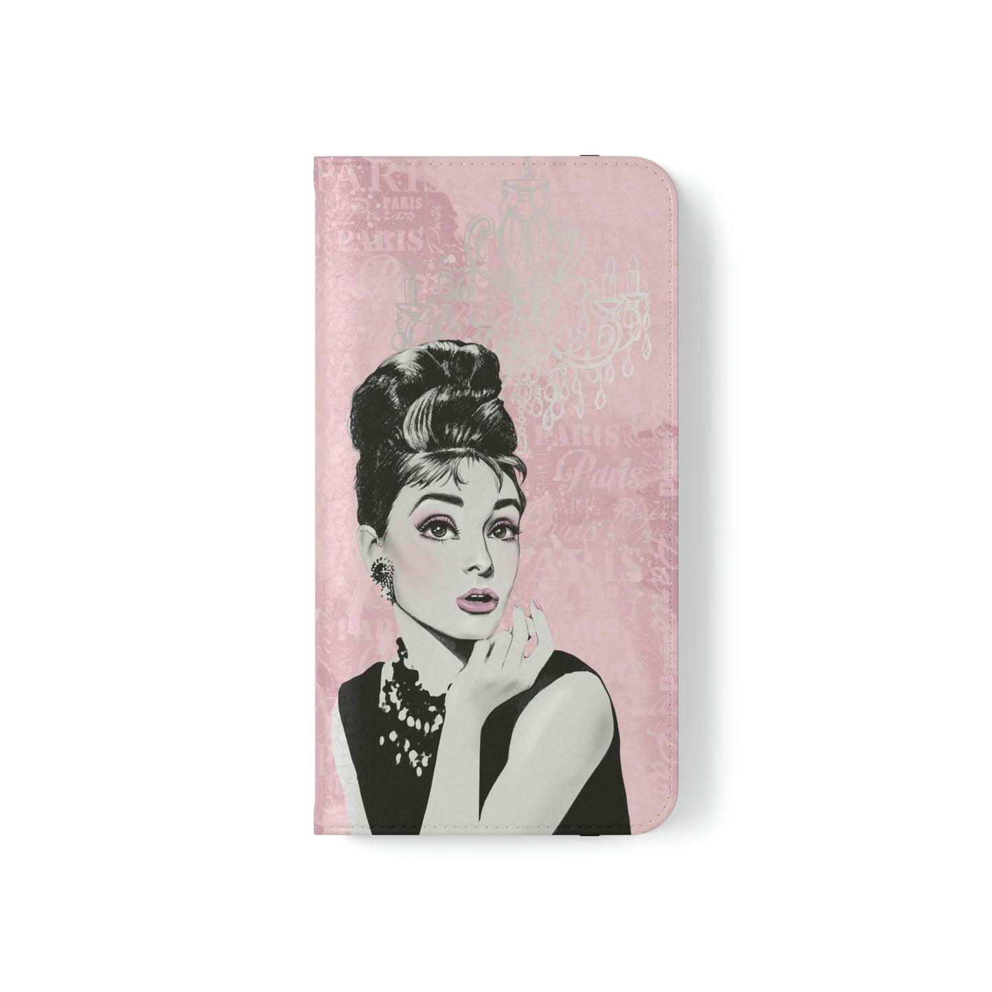 Audrey Hepburn Phone Case, Pink Paris Folio Phone Case, Paris is Always a Good Idea Smart Phone Folding Case