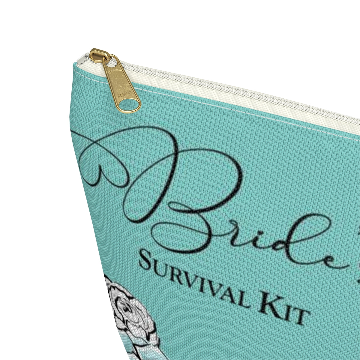 Brides Survival Kit Cosmetic Pouch w T-bottom, Accessory Pouch, Blue Green