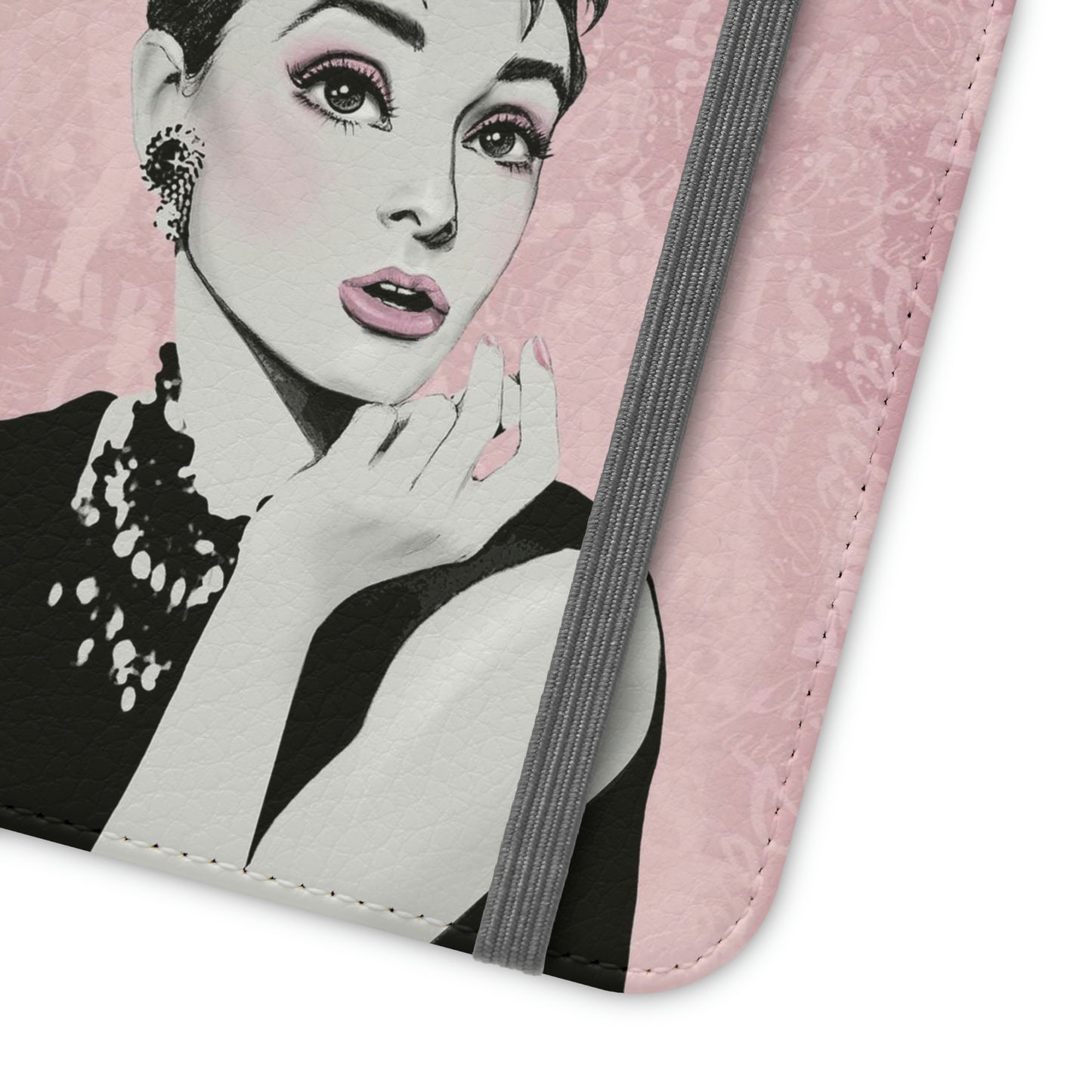 Audrey Hepburn Phone Case, Pink Paris Folio Phone Case, Paris is Always a Good Idea Smart Phone Folding Case