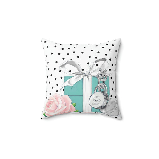 Personalized Little Blue Box Rose Pillow - Custom Designer Throw Pillow - Breakfast at Tiffany Inspired Decorative Pillow