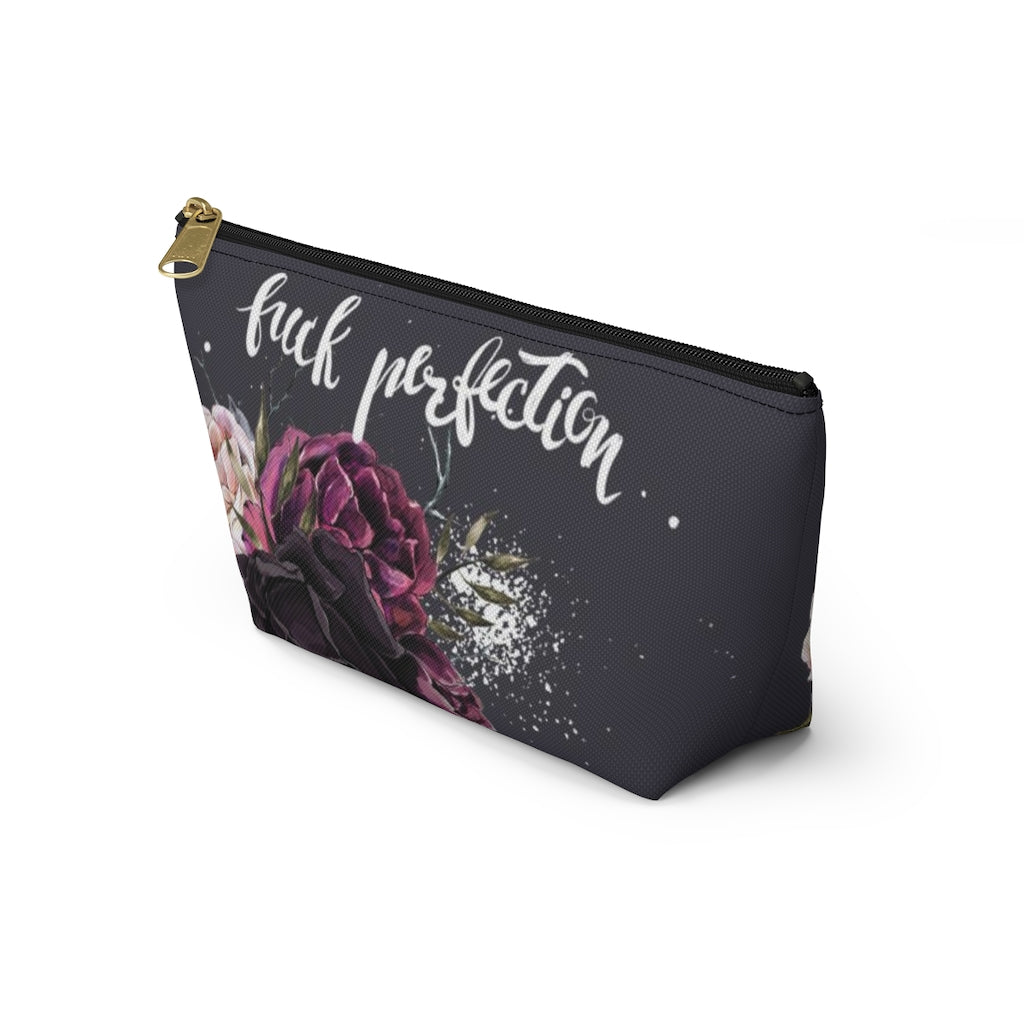 ADULT F*ck Perfection Cosmetic Pouch w T-bottom, Accessory Pouch, Rose