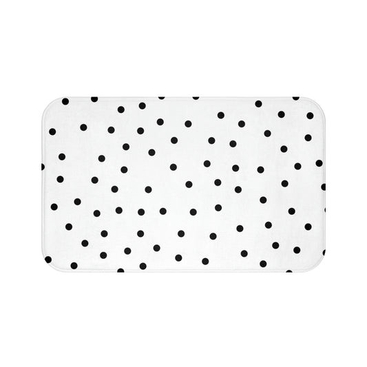 Personalized Polka Dot Bath Mat - Fashion Inspired Floor Mat - Black & White Bathroom Shower Mat