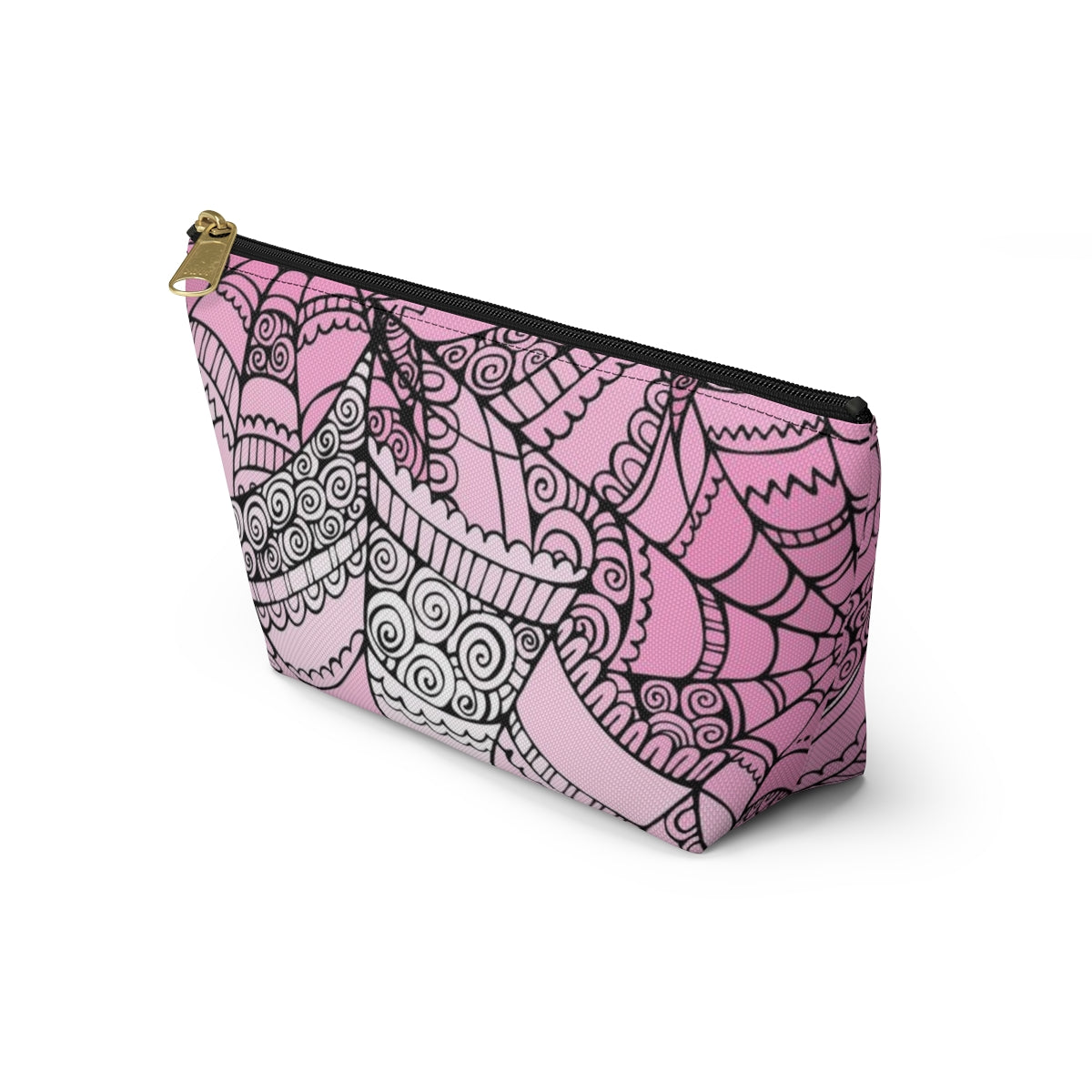 Curly Spiderweb Cosmetic Pouch w T-bottom, Accessory Pouch - Pink Bubblegum Goth Spider Web