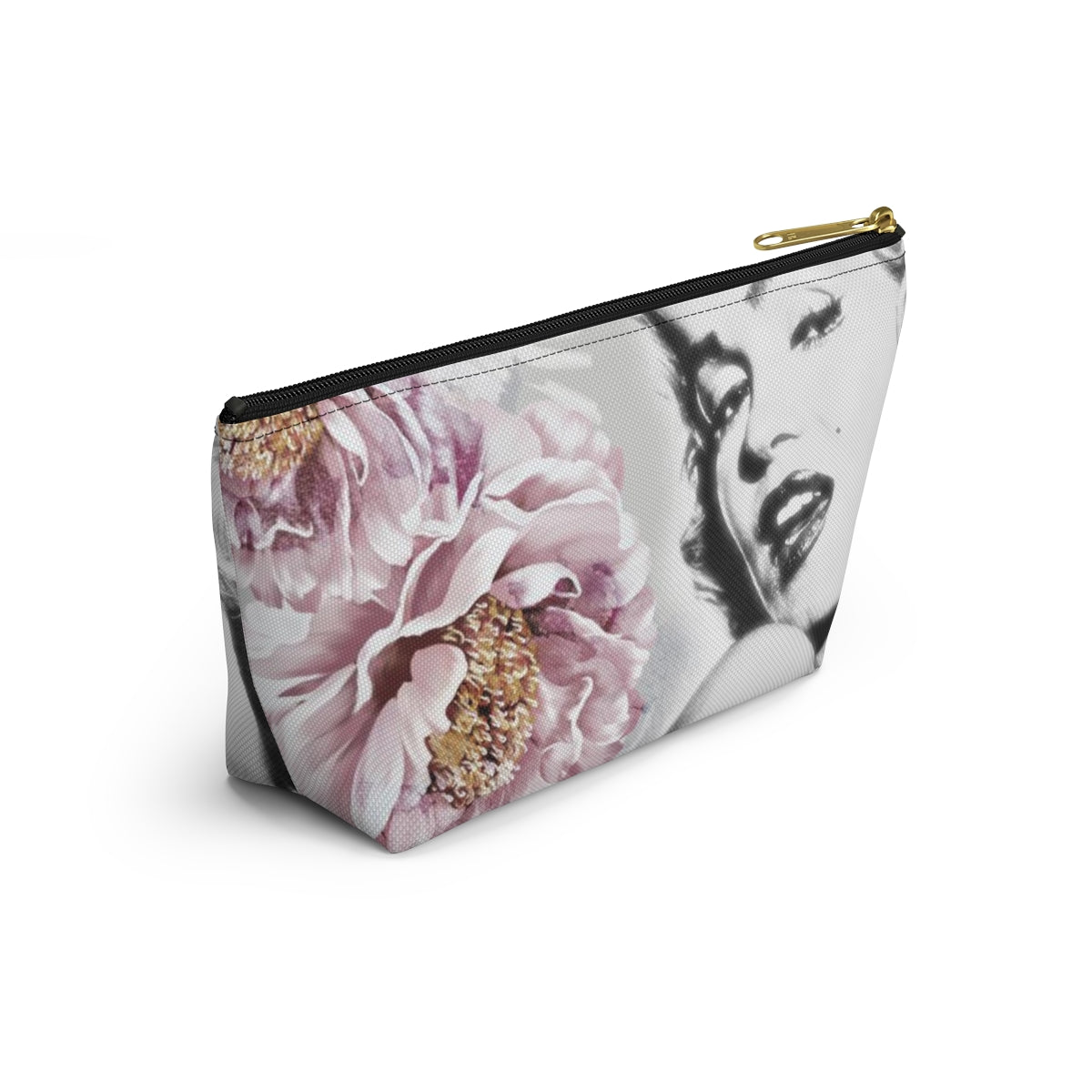 Marilyn Monroe Pouch w T-bottom, Accessory Pouch - Pink Peonies