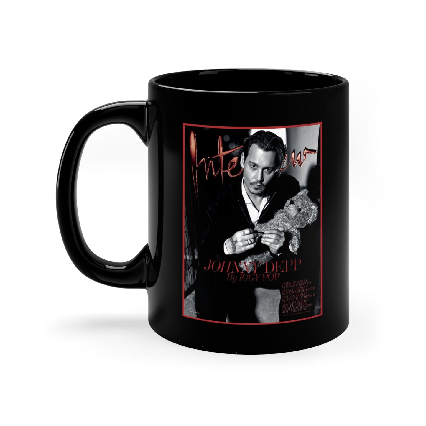 Johnny Depp INTERVIEW Magazine Cover Mug - 11oz Black Mug - Johnny Depp Autograph