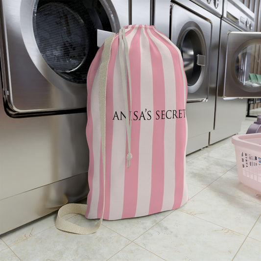 Personalized Secret Pink Stripe Sack, Laundry Sack, Santa Sack, Dust Bag, Gift Sack