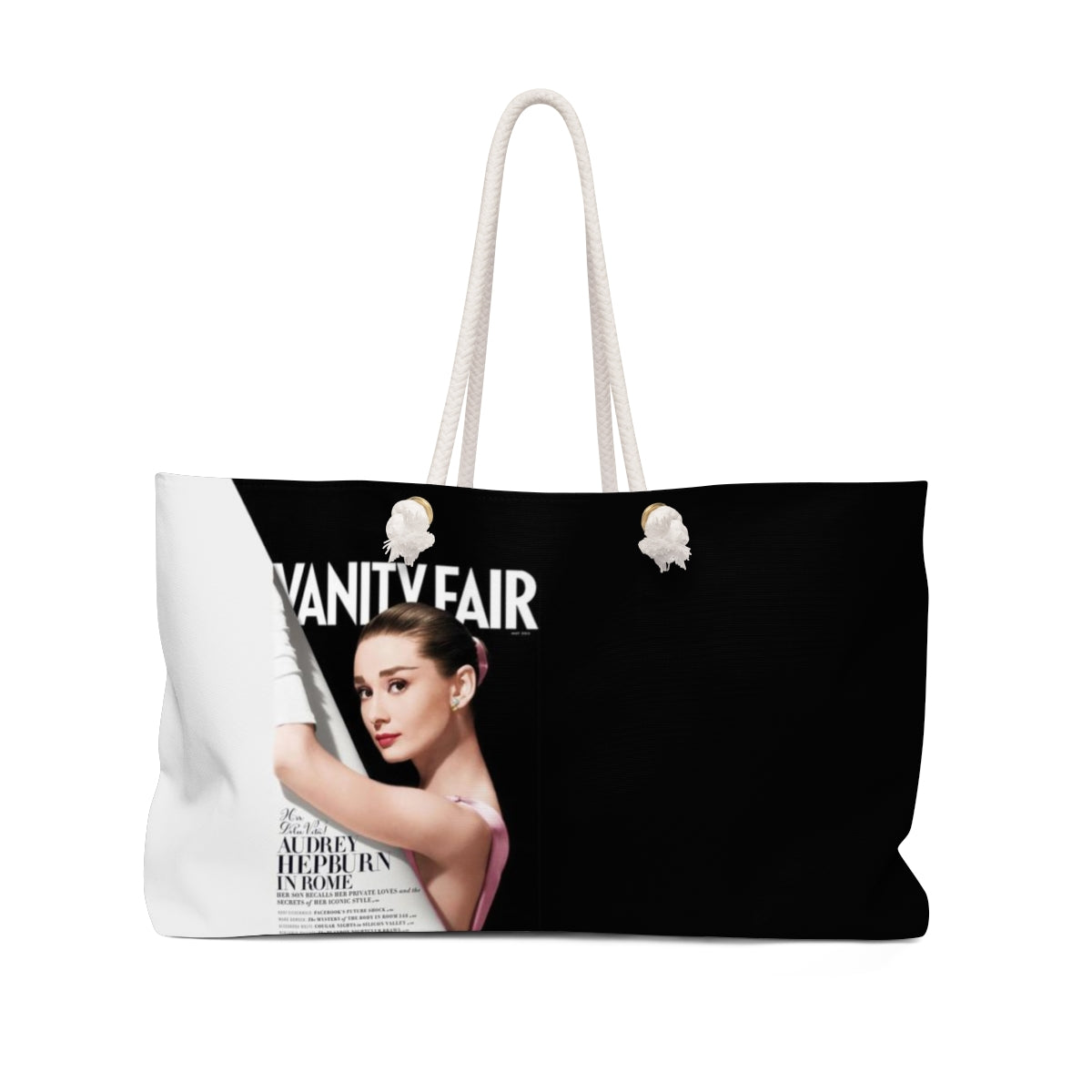 Personalized Audrey Hepburn Tote Bag - Weekender Bag, Rope Tote, Audrey Hepburn Vanity Fair Color Block Bag