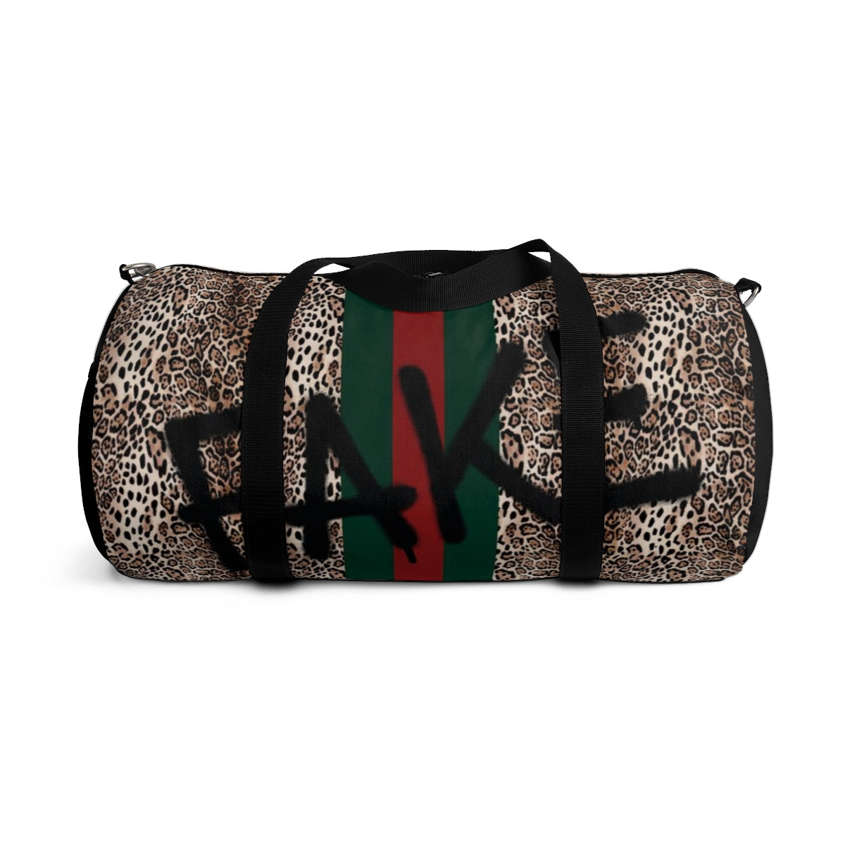 FAKE Fashion Inspired Duffel Bag - Leopard Red and Green Stripe