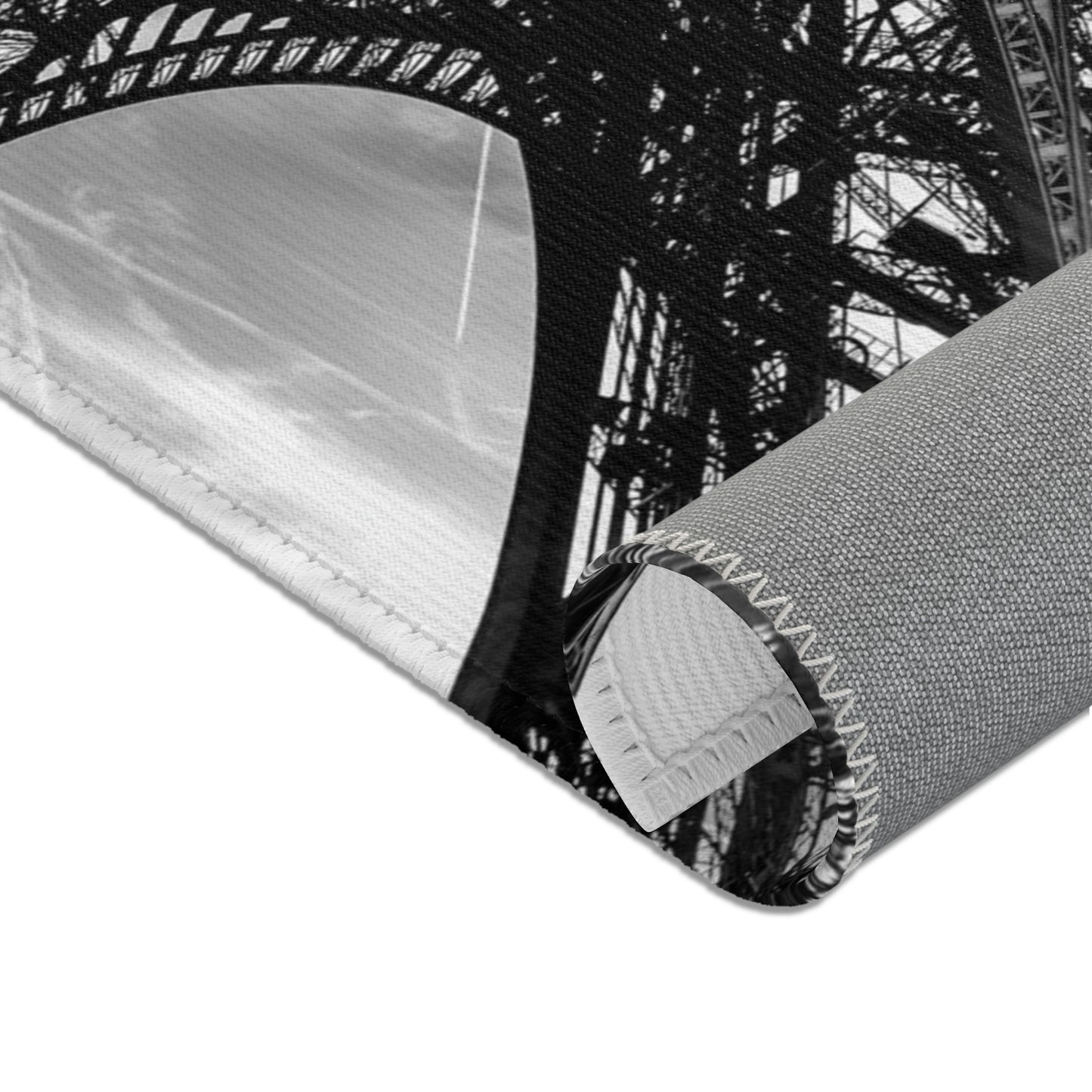 Eiffel Tower Area Rug - Black and White Paris Floor Mat - Custom Designer Area Rug