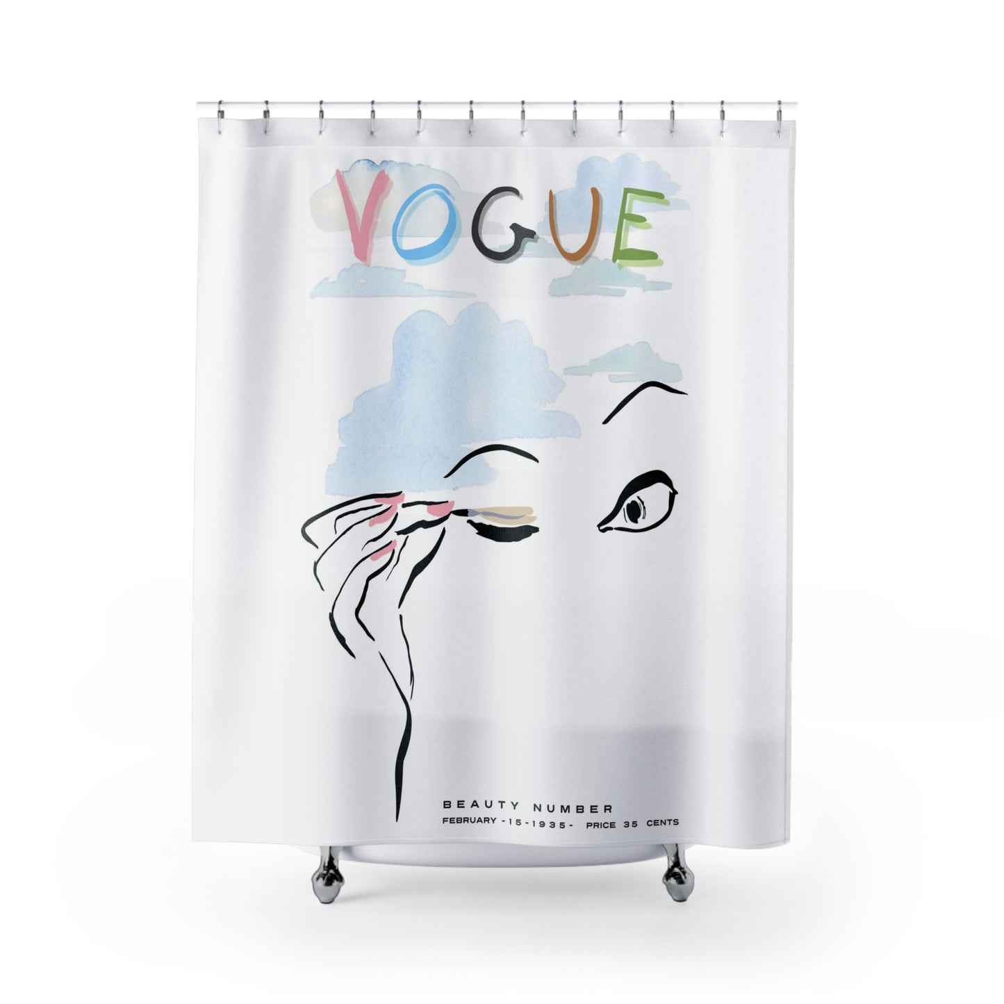 Watercolor 1935 VOGUE Shower Curtain - Fashion Magazine Shower Curtain - Beauty and Fashion Bathroom Curtain